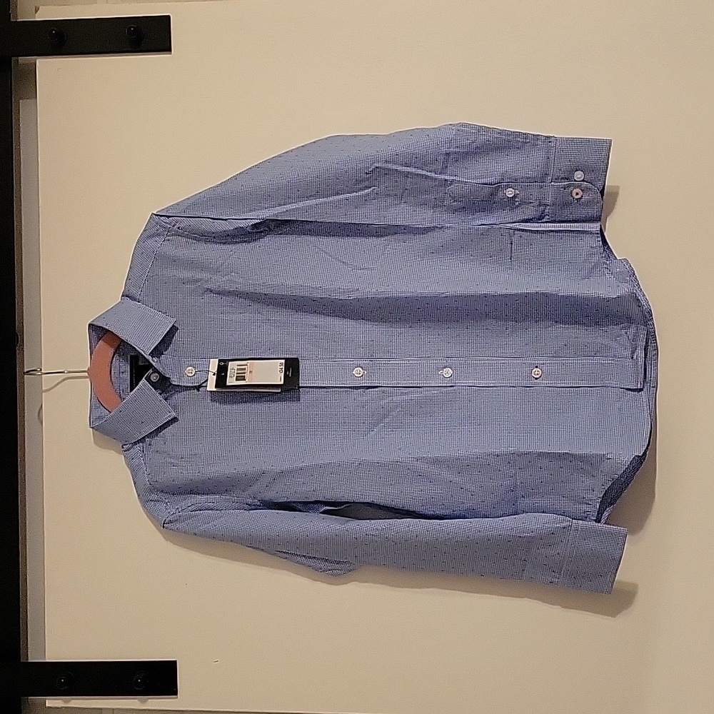NWT Tommy boys dress shirt blue size 10 small star/cross pattern